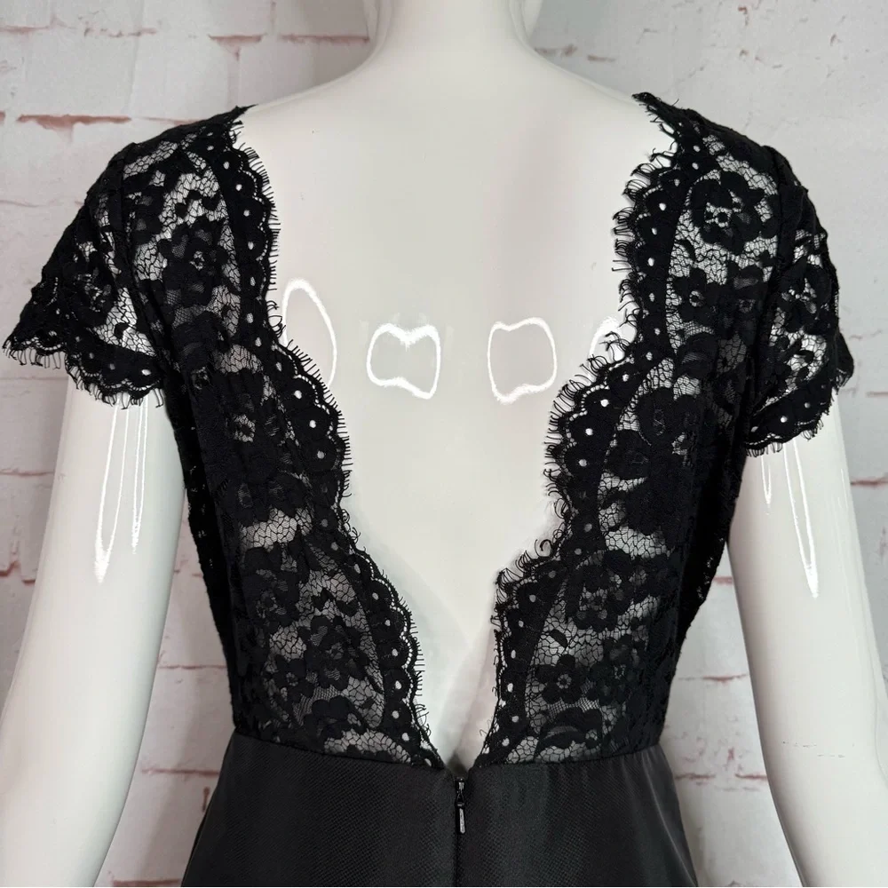 NOIR by Lazaro Black Chantilly Lace Silk Organza Formal Evening Gown Size 12 - Picture 8 of 16